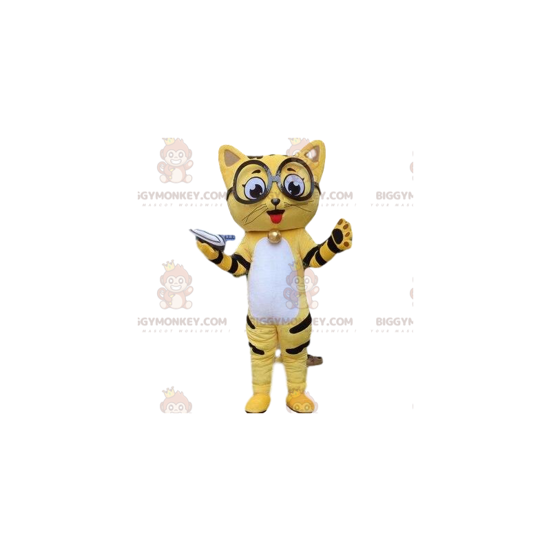 Gelbe Katze BIGGYMONKEY™ Maskottchenkostüm, Katzenkostüm