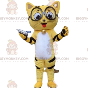 Costume de mascotte BIGGYMONKEY™ de chat jaune, costume de