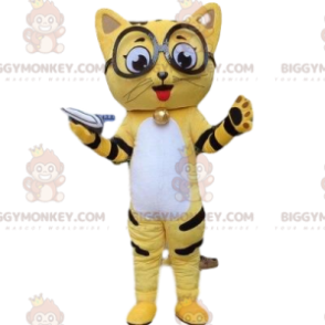 Keltaisen kissan BIGGYMONKEY™ maskottiasu, kissaasu, kissan
