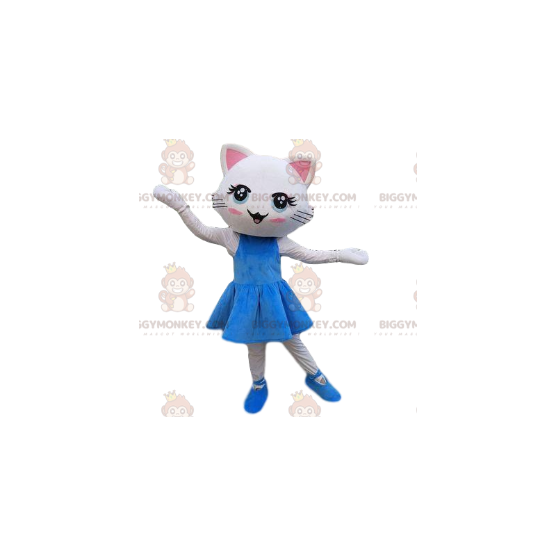 BIGGYMONKEY™ mascot costume of white cat in dress, pussy