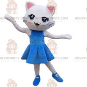 Costume de mascotte BIGGYMONKEY™ de chat blanc en robe, costume