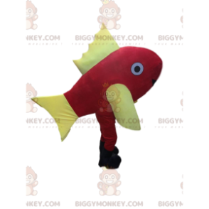 Costume de mascotte BIGGYMONKEY™ de poisson rouge et jaune