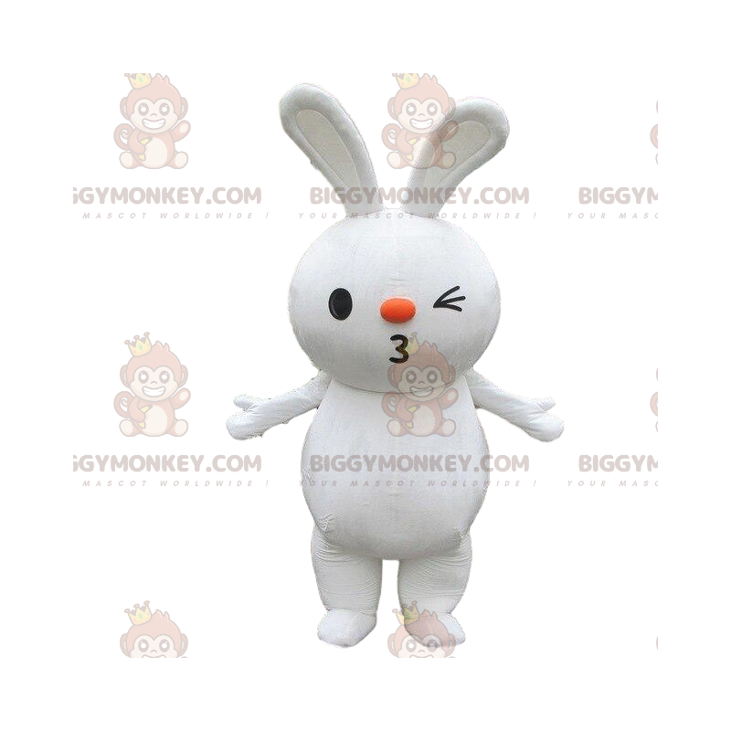 Big white rabbit BIGGYMONKEY™ mascot costume, rodent costume
