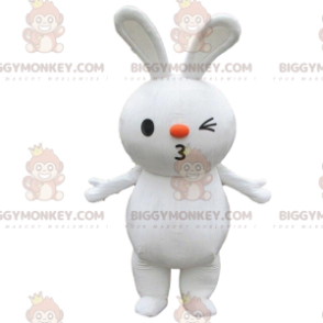 Stor vit kanin BIGGYMONKEY™ maskotdräkt, gnagardräkt, kanin -
