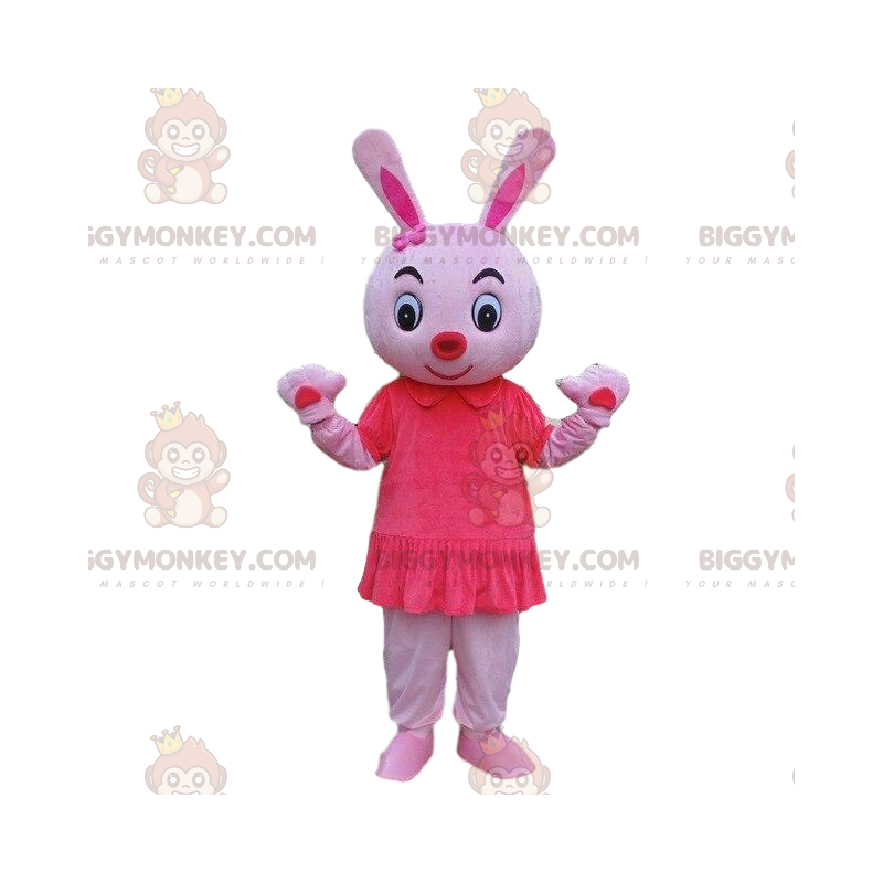 BIGGYMONKEY™ pink rabbit mascot costume, rodent costume, pink