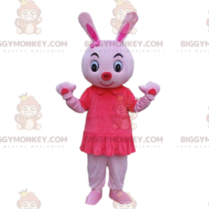 BIGGYMONKEY™ pink rabbit mascot costume, rodent costume, pink