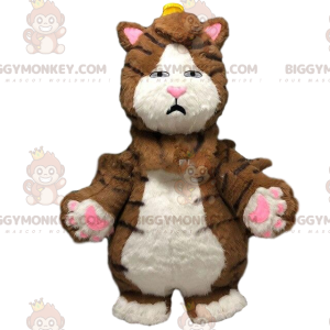 BIGGYMONKEY™ Costume da mascotte gatto grande marrone e bianco