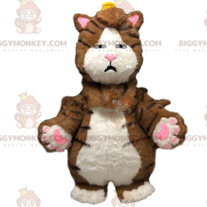 Costume de mascotte BIGGYMONKEY™ de gros chat marron et blanc
