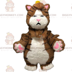 BIGGYMONKEY™ Disfraz de mascota de gato marrón y blanco grande