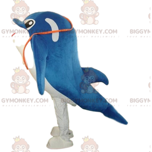 BIGGYMONKEY™ costume da mascotte delfino bianco e blu, costume