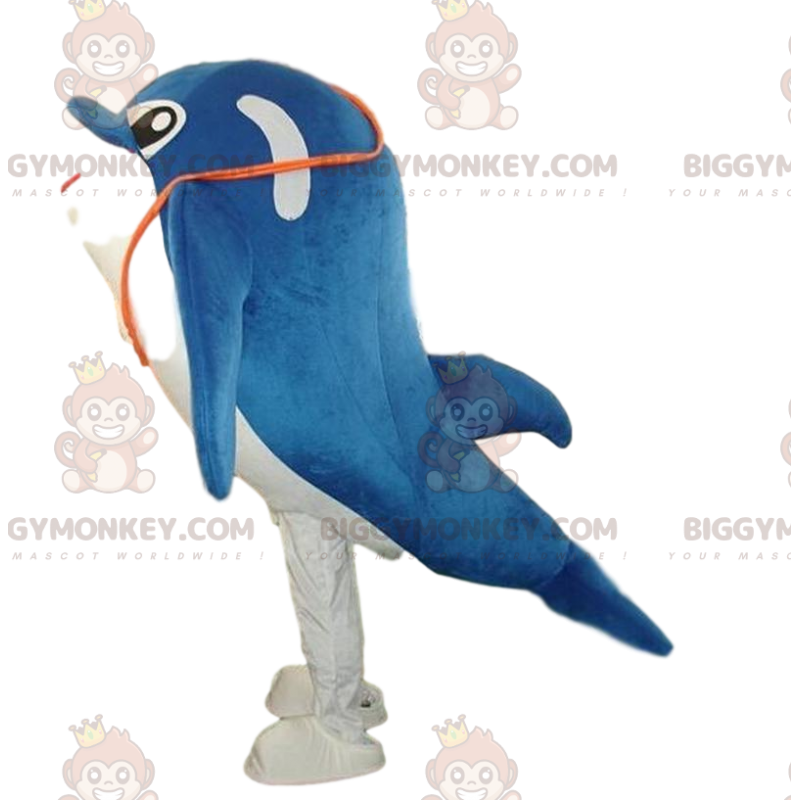 BIGGYMONKEY™ mascottekostuum witte en blauwe dolfijn