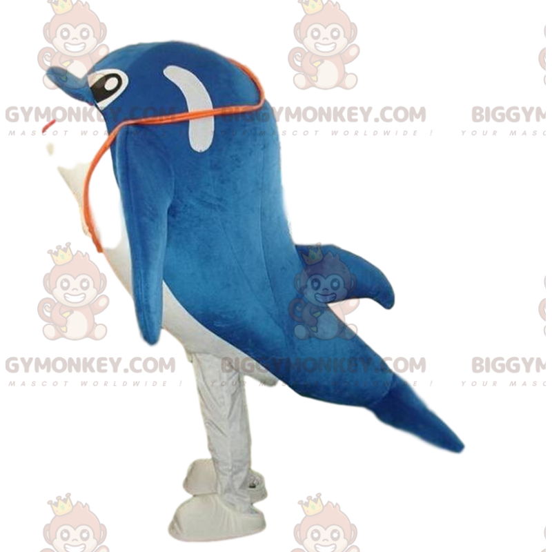 Traje de mascote BIGGYMONKEY™ golfinho branco e azul, fantasia