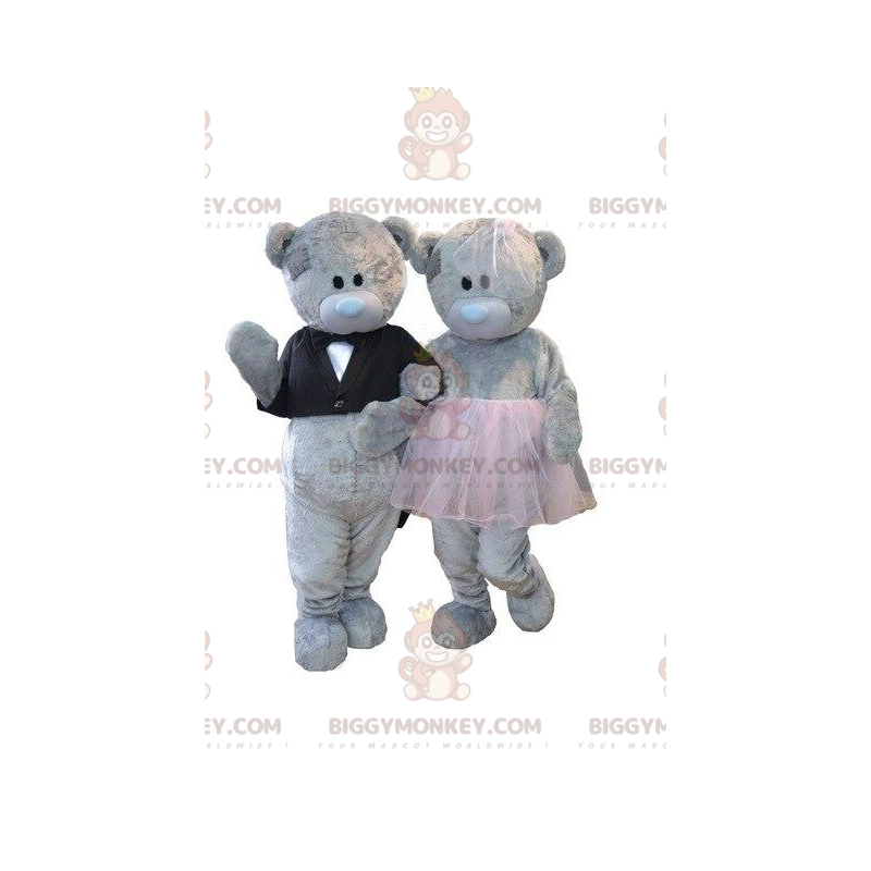 2 BIGGYMONKEY™s mascota de osos de peluche grises, disfraces de