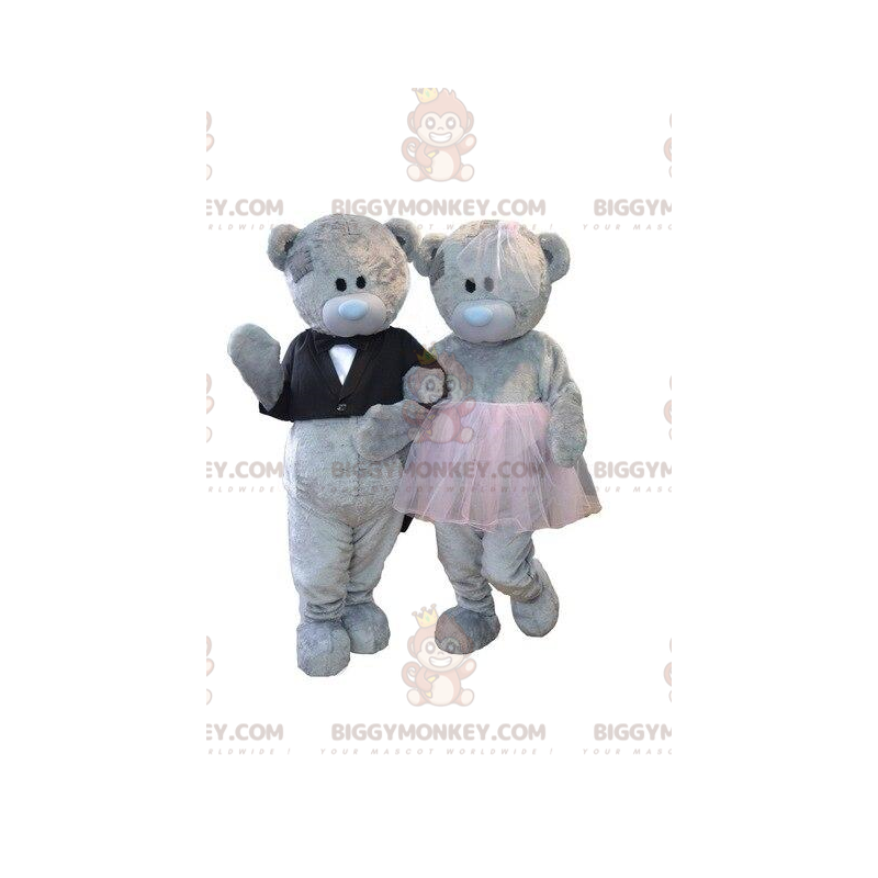 2 BIGGYMONKEY™s Maskottchen aus grauen Teddybären