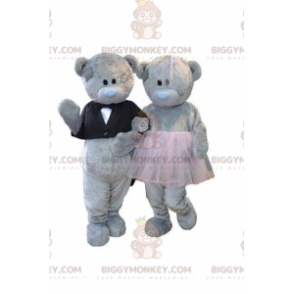 2 BIGGYMONKEY™s mascot of gray teddy bears, bear costumes