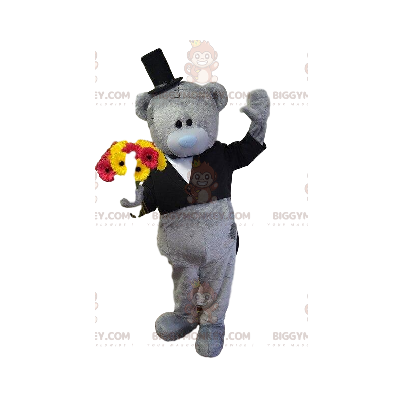 Gray teddy bear BIGGYMONKEY™ mascot costume, bear costume