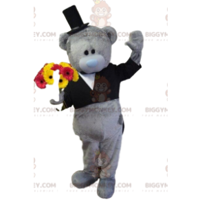 Costume da mascotte grigio orsacchiotto BIGGYMONKEY™, costume