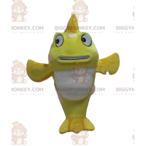 Costume da mascotte gigante giallo e bianco pesce BIGGYMONKEY™