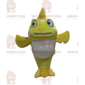 Costume de mascotte BIGGYMONKEY™ de poisson jaune et blanc