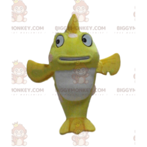 Fantasia de mascote gigante de peixe amarelo e branco