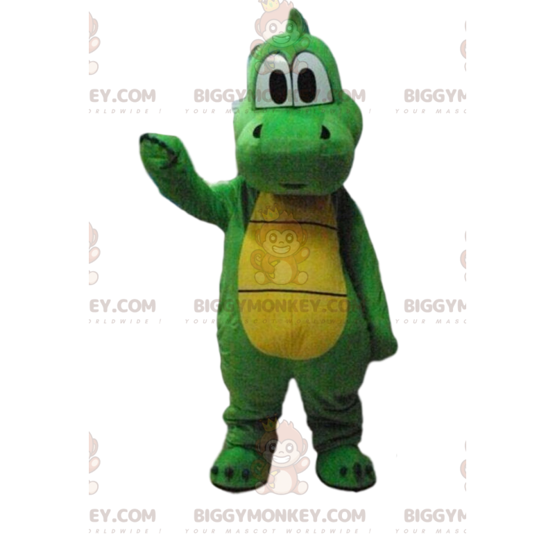 BIGGYMONKEY™ mascottekostuum groene en gele dinosaurus, groene