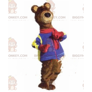 Ruskea karhu BIGGYMONKEY™ maskottiasu, ruskea talvinen nalleasu