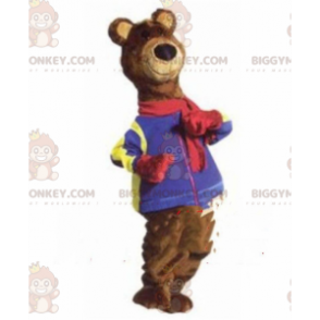 Brun bjørn BIGGYMONKEY™ maskot kostume, brun vinter bamse