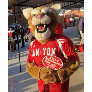 BIGGYMONKEY™ Mascot Costume Brown And White Tiger In Red