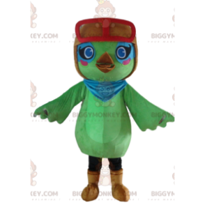 Maskotka BIGGYMONKEY™ z zielonego ptaka, kostium lotnika