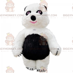 BIGGYMONKEY™ maskot kostume stor hvid og sort bamse, panda