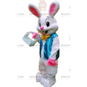 Elegante costume da mascotte BIGGYMONKEY™ da coniglio bianco