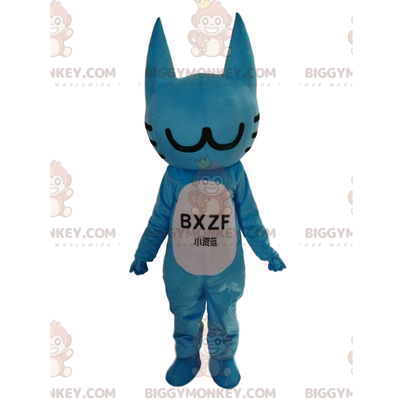 Blauwe kat BIGGYMONKEY™ mascottekostuum, aanpasbaar kostuum