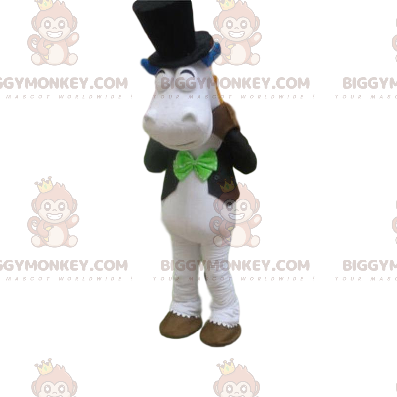 Weißes Pferd BIGGYMONKEY™ Maskottchen-Kostüm, Reitkostüm