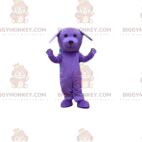 Purppura koiran BIGGYMONKEY™ maskottiasu, violetti puku