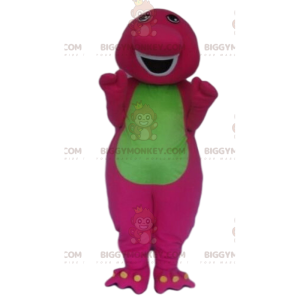 BIGGYMONKEY™ Maskottchenkostüm rosa und grüner Dinosaurier