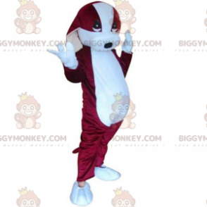 Red and White Dog BIGGYMONKEY™ Mascot Costume, Two Tone Dog