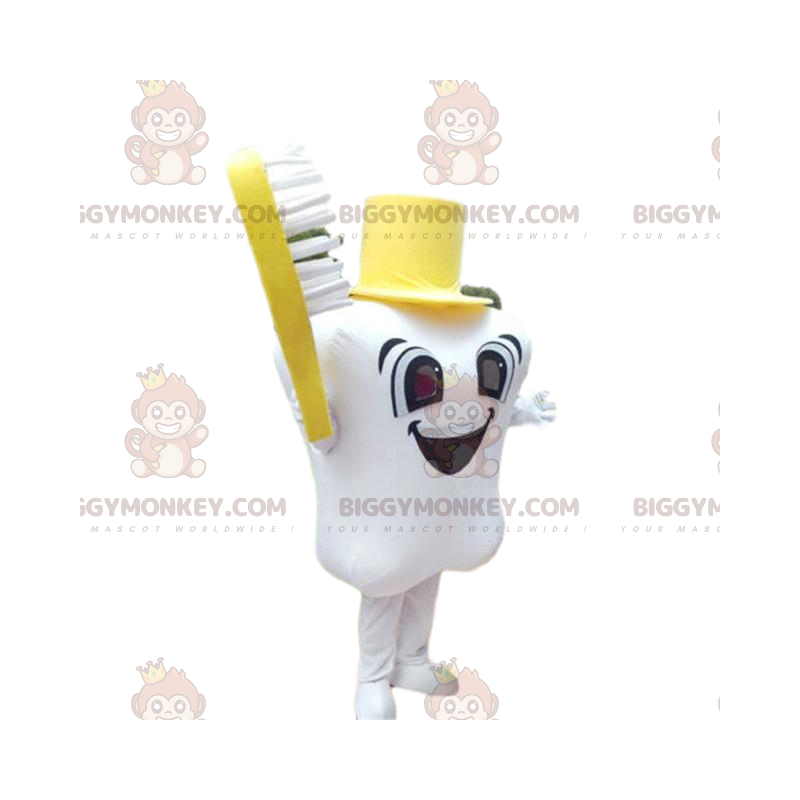 Costume de mascotte BIGGYMONKEY™ de dent géante avec une brosse