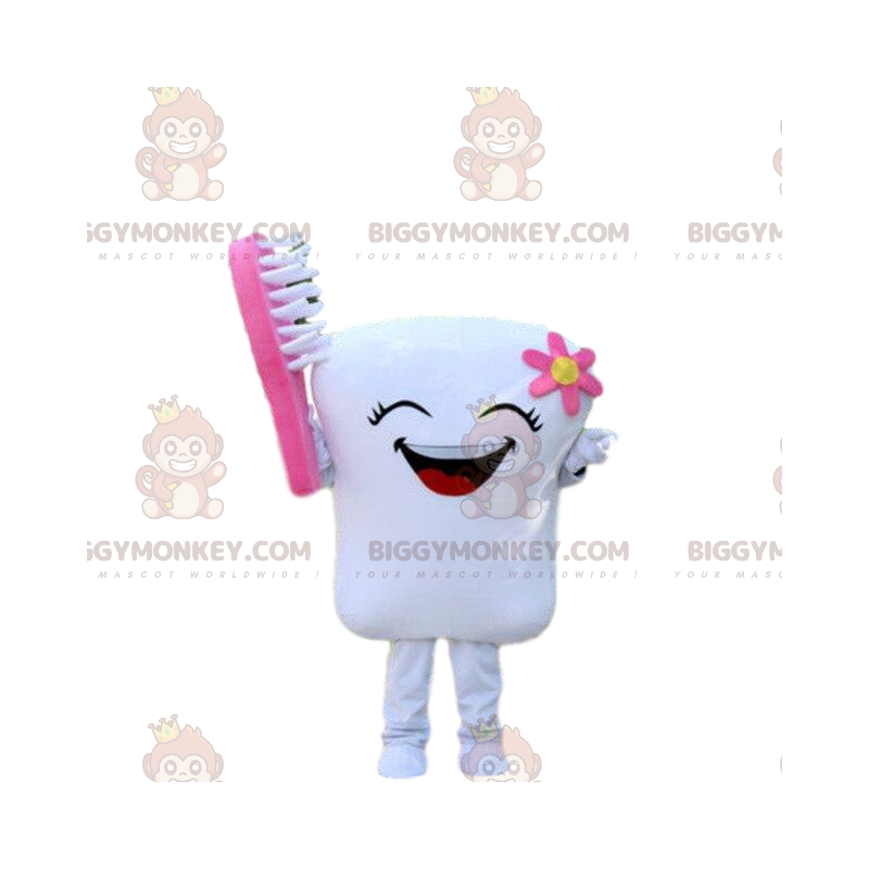 Lachende tand BIGGYMONKEY™ mascottekostuum met een