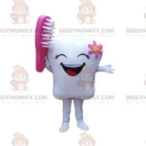 Costume de mascotte BIGGYMONKEY™ de dent rieuse avec une brosse
