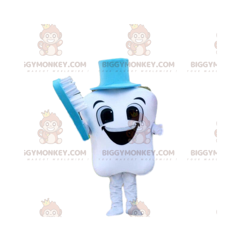 Traje de mascote BIGGYMONKEY™ de dente sorridente com escova de