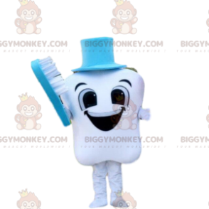 Lächelnder Zahn BIGGYMONKEY™ Maskottchenkostüm mit blauer