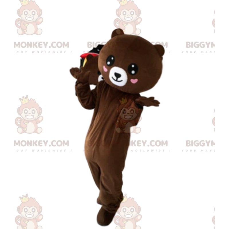 BIGGYMONKEY™ mascottekostuum van bruine teddybeer met hartjes
