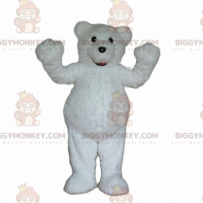 Vit nalle BIGGYMONKEY™ maskotdräkt, vitbjörnsdräkt, polardjur -