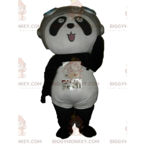 Disfraz de mascota BIGGYMONKEY™ de panda con traje de aviador