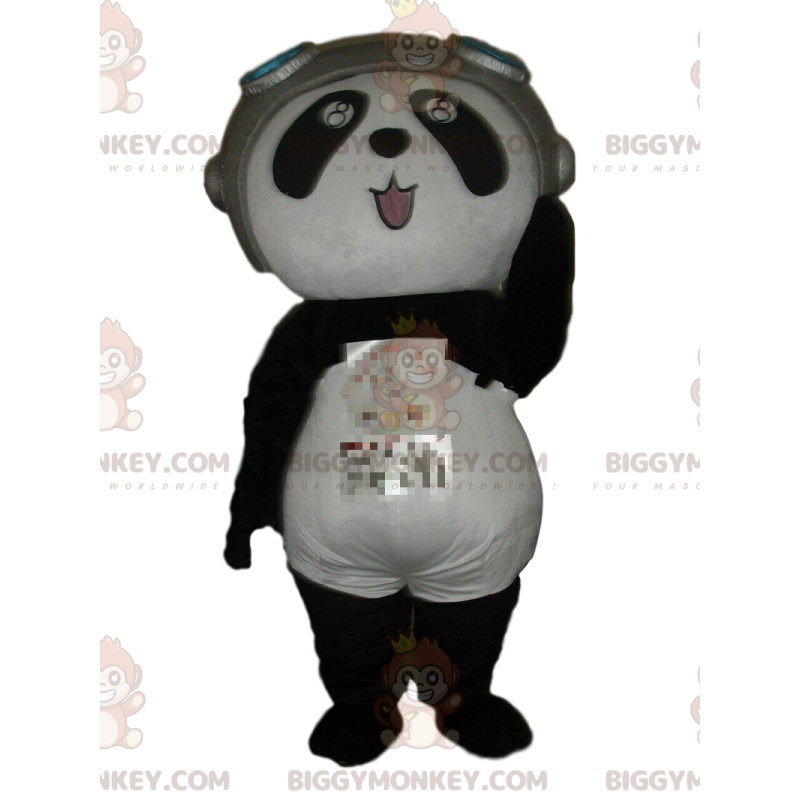 Traje de mascote BIGGYMONKEY™ de panda em traje de aviador