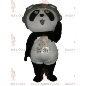 BIGGYMONKEY™ mascottekostuum van panda in vliegenierskostuum