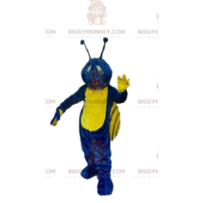 Disfraz de mascota BIGGYMONKEY™ caracol azul y amarillo