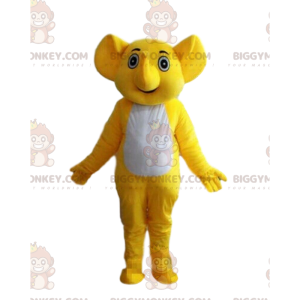 BIGGYMONKEY™ costume da mascotte di elefante giallo e bianco