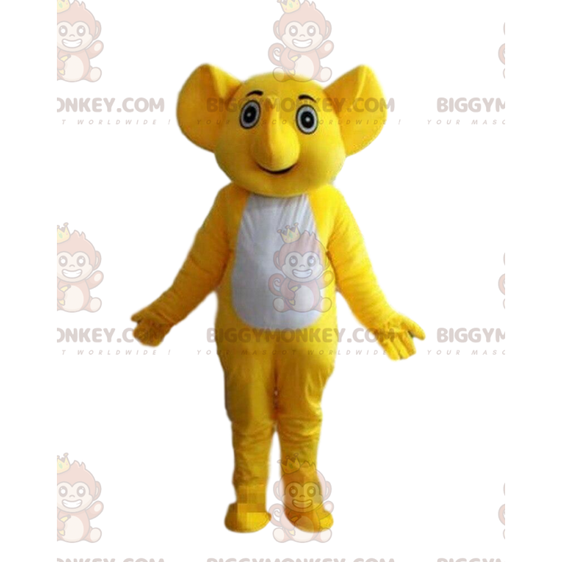 BIGGYMONKEY™ costume da mascotte di elefante giallo e bianco