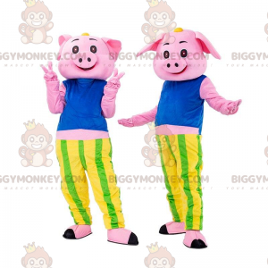 2 cochons roses, costumes de cochons, couple de cochons -